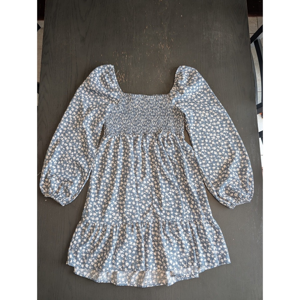 Cottagecore Floral Smocked Midi Dress Billow Puff Sleeve Romantic Flowy Boho - Picture 2 of 7